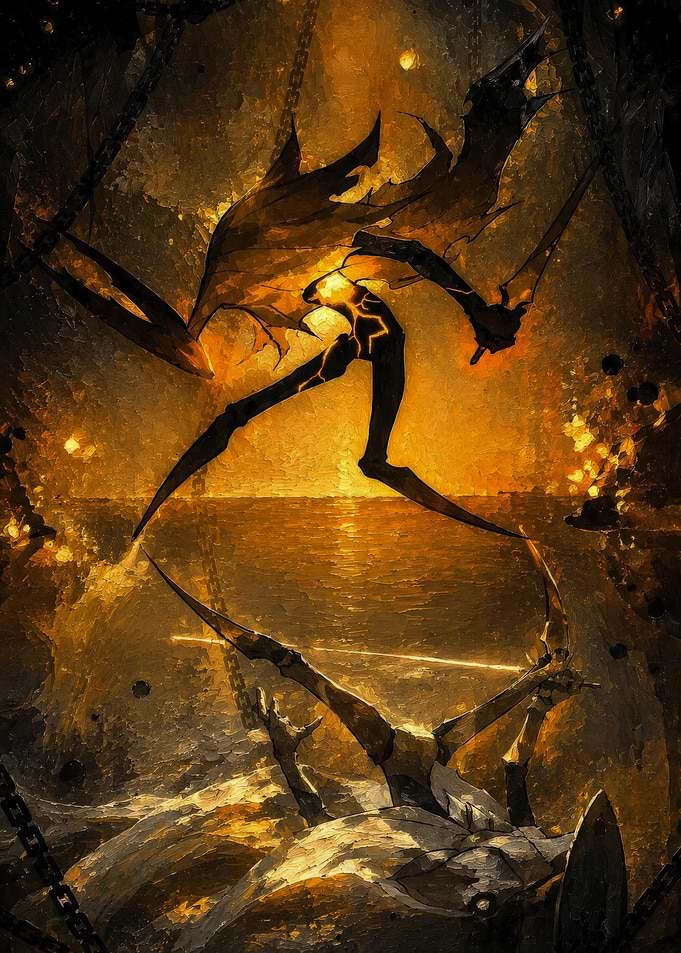 Abstract Battle of Golden Warriors