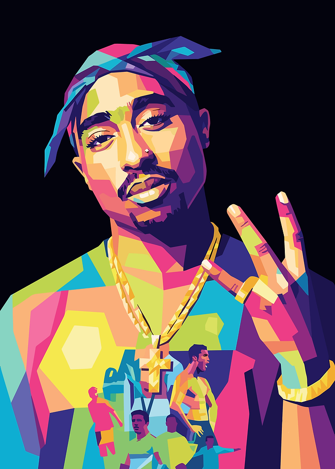 Colorful WPAP Pop Art Tupac Portrait