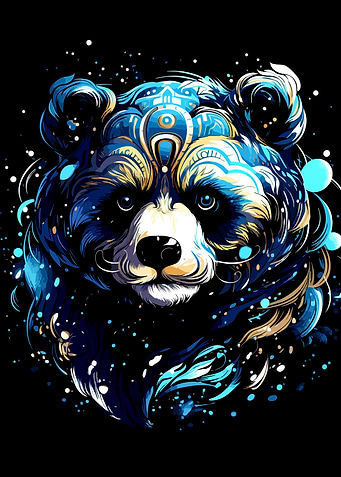 Cosmic Panda Portrait Digital Art