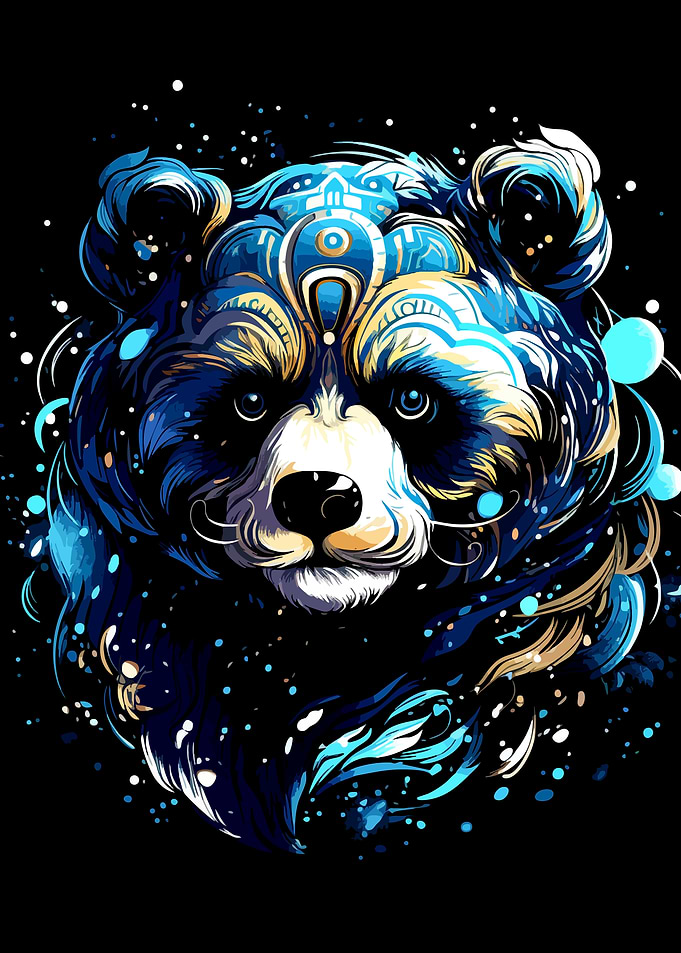 Cosmic Panda Portrait Digital Art