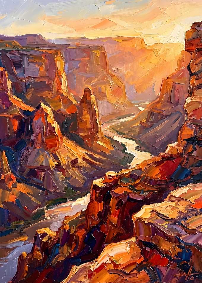 Impressionist Oil Painting of Grand Canyon