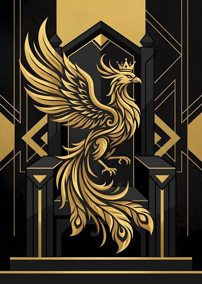 Golden Phoenix on Royal Throne