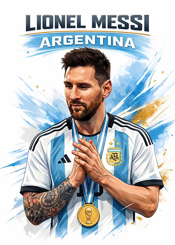 Lionel Messi Argentina World Cup Portrait