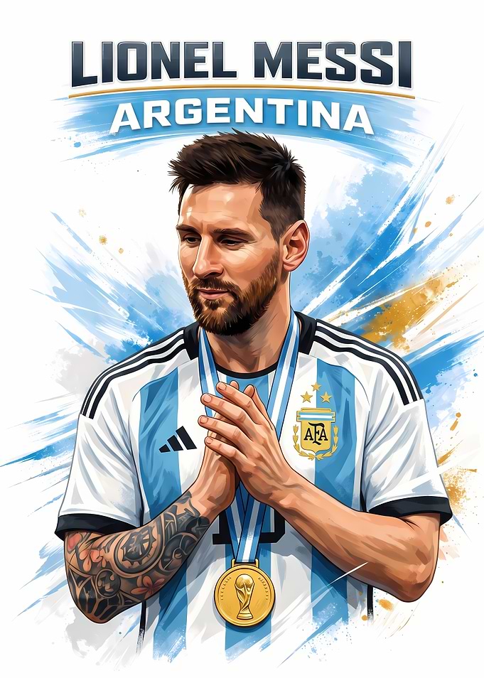Lionel Messi Argentina World Cup Portrait