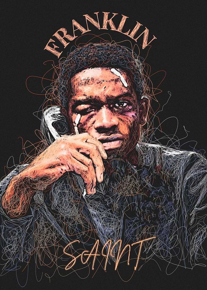 Franklin Saint Scribble Art Portrait