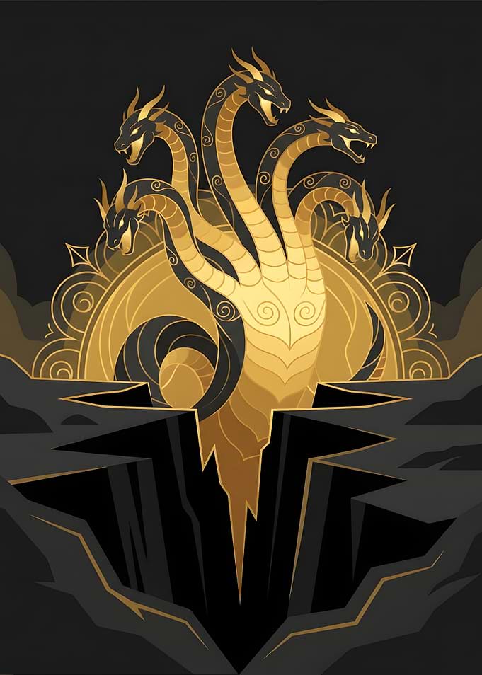 Golden Five-Headed Hydra Rising