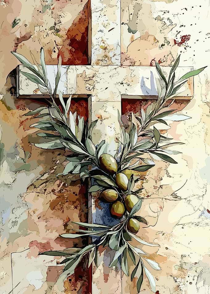 Cross with Olive Branch Art