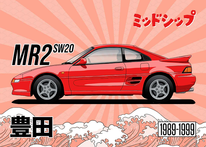 Toyota MR2 SW20 Japanese Retro Poster