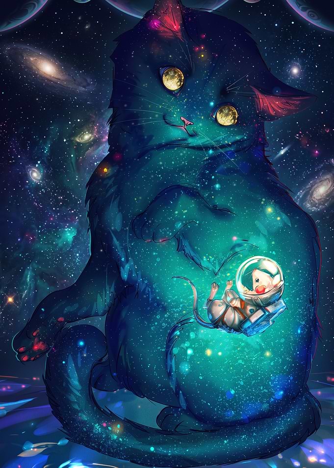 Cosmic Cat and Astronaut