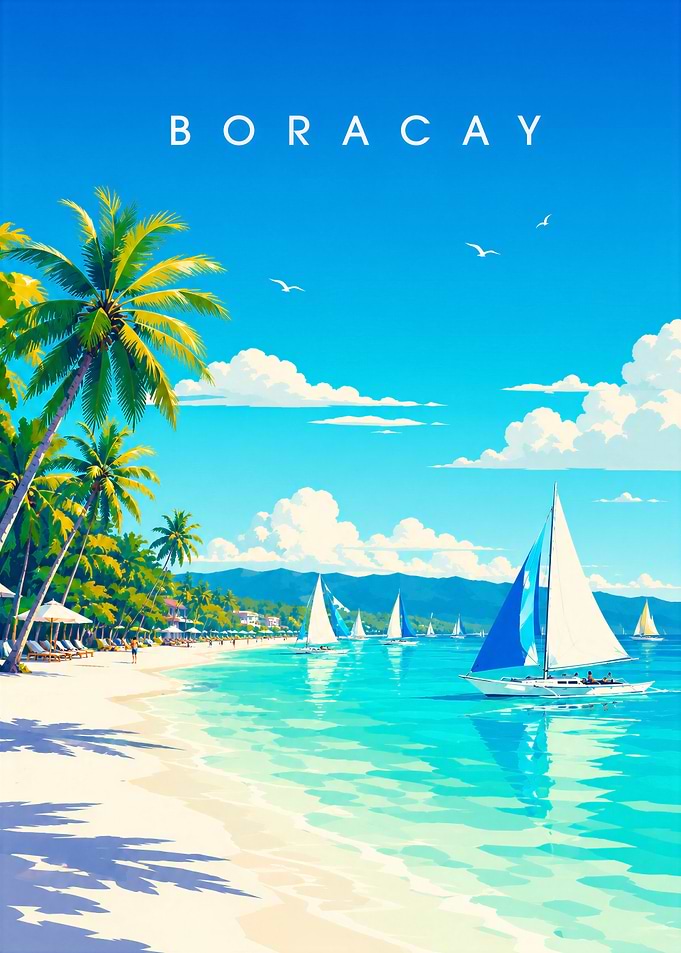 Boracay Tropical Beach Travel Poster