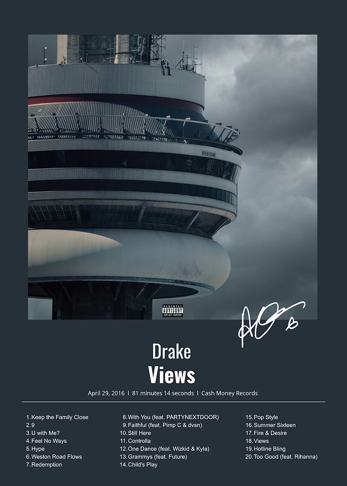 Drake Views Album Poster