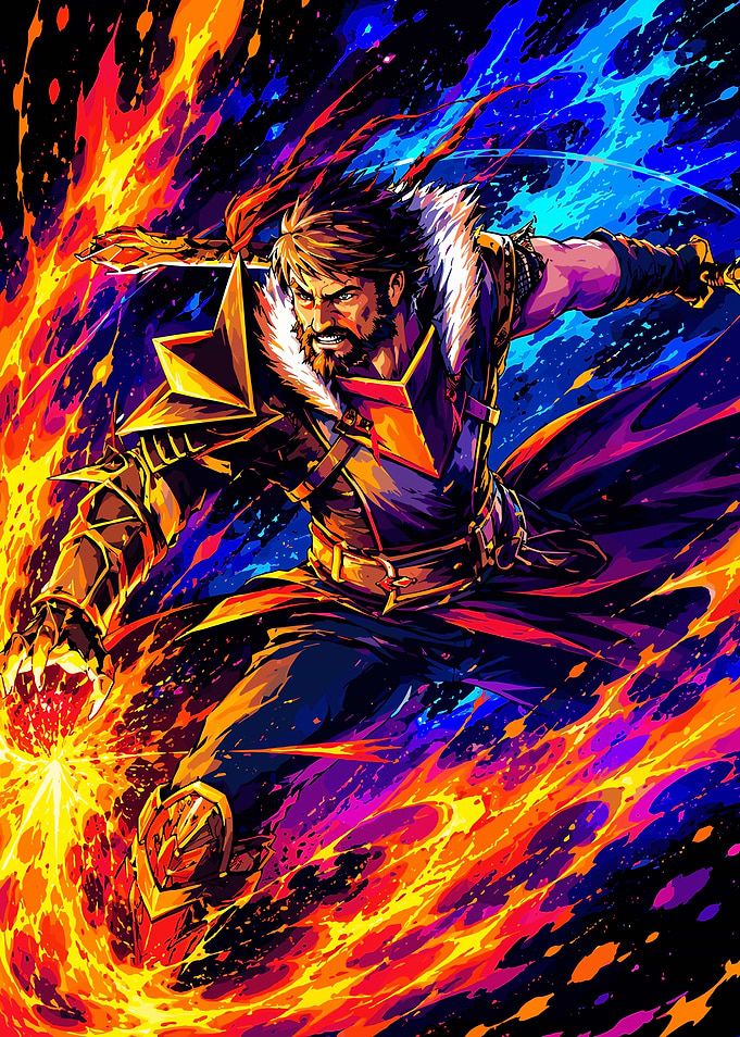 Dragon Age Fiery Warrior in Dynamic Combat Stance