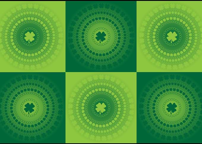 Green Four Leaf Clover Checkered Art
