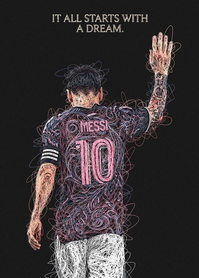 Lionel Messi Scribble Art Poster