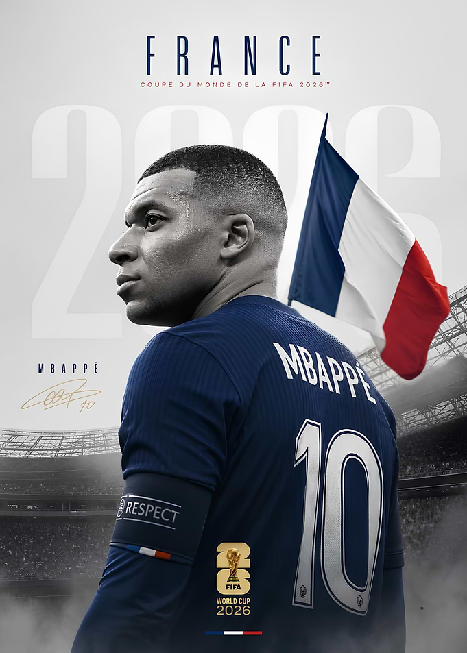 Kylian Mbappé FIFA World Cup 2026 Poster