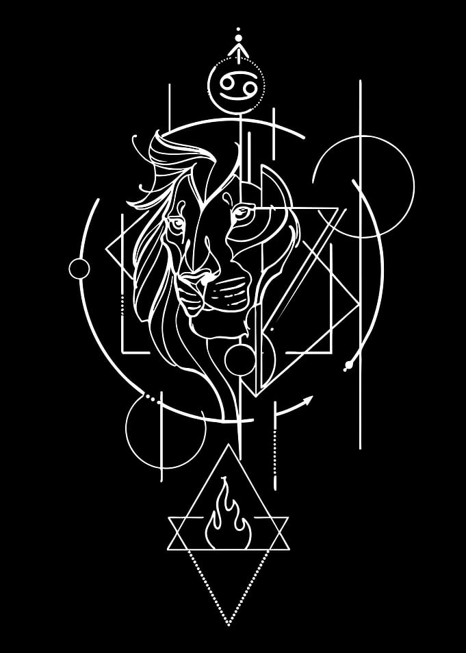 Geometric Leo Zodiac Tattoo Design