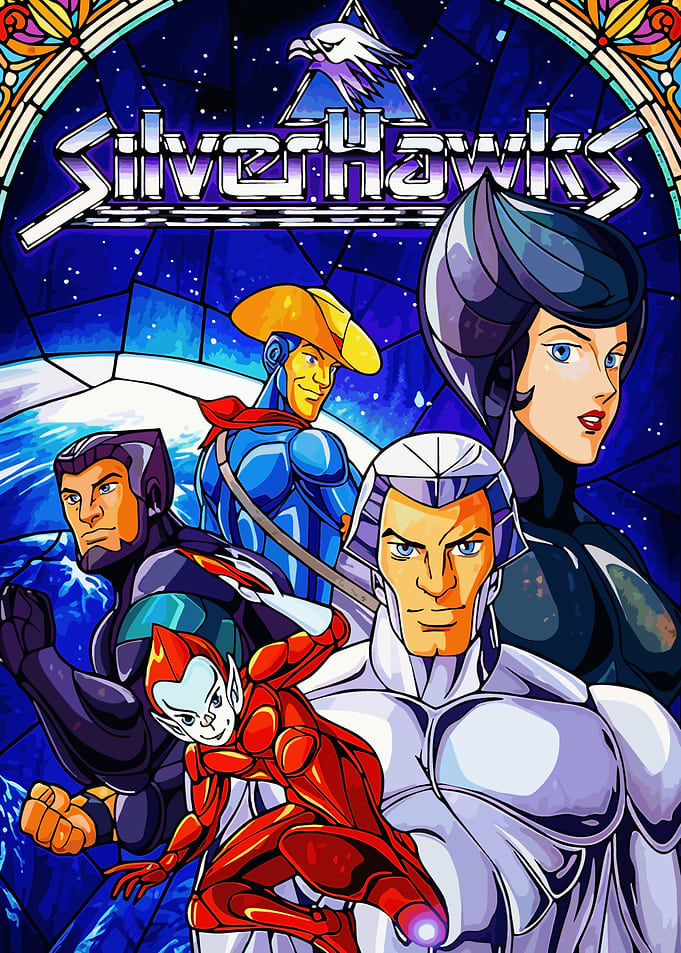 SilverHawks Stained Glass Style Poster