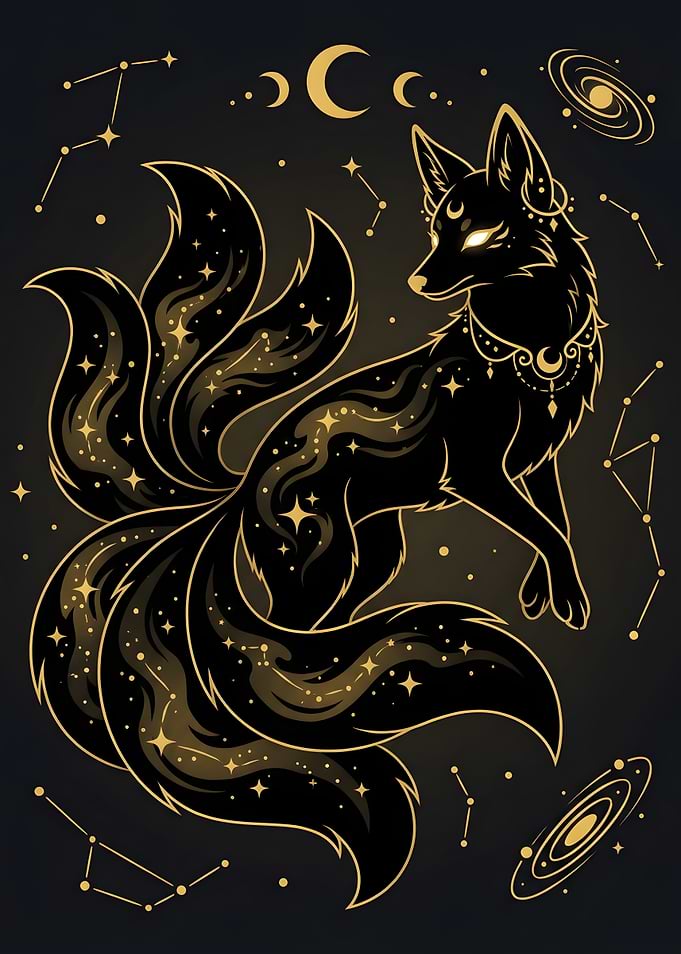 Celestial Nine-Tailed Fox Illustration