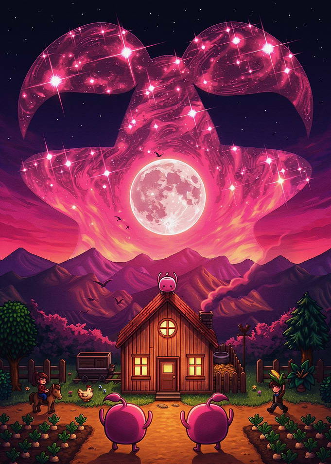 Stardew Valley Farm Under Pink Moon