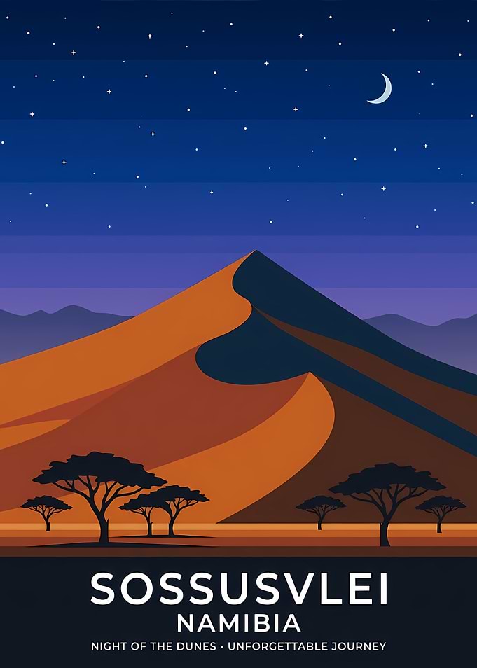 Sossusvlei Namibia Night Travel Poster