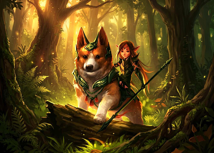 Elf Warrior Riding Armored Corgi