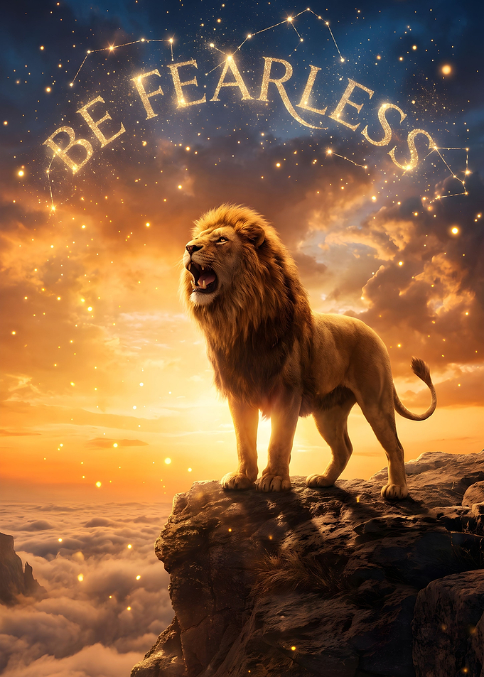 Be Fearless – Majestic Lion Motivational Wall Art Alternative Title Be Fearless | Lion Inspirational Poster