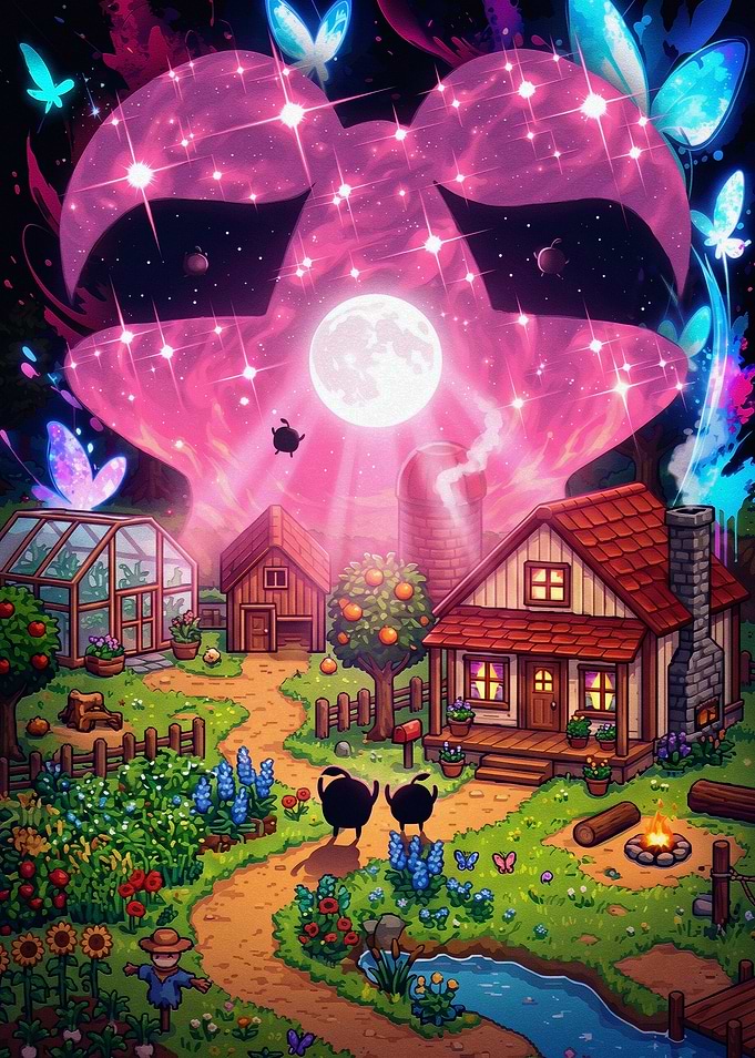 Stardew Valley Farm Night Scene