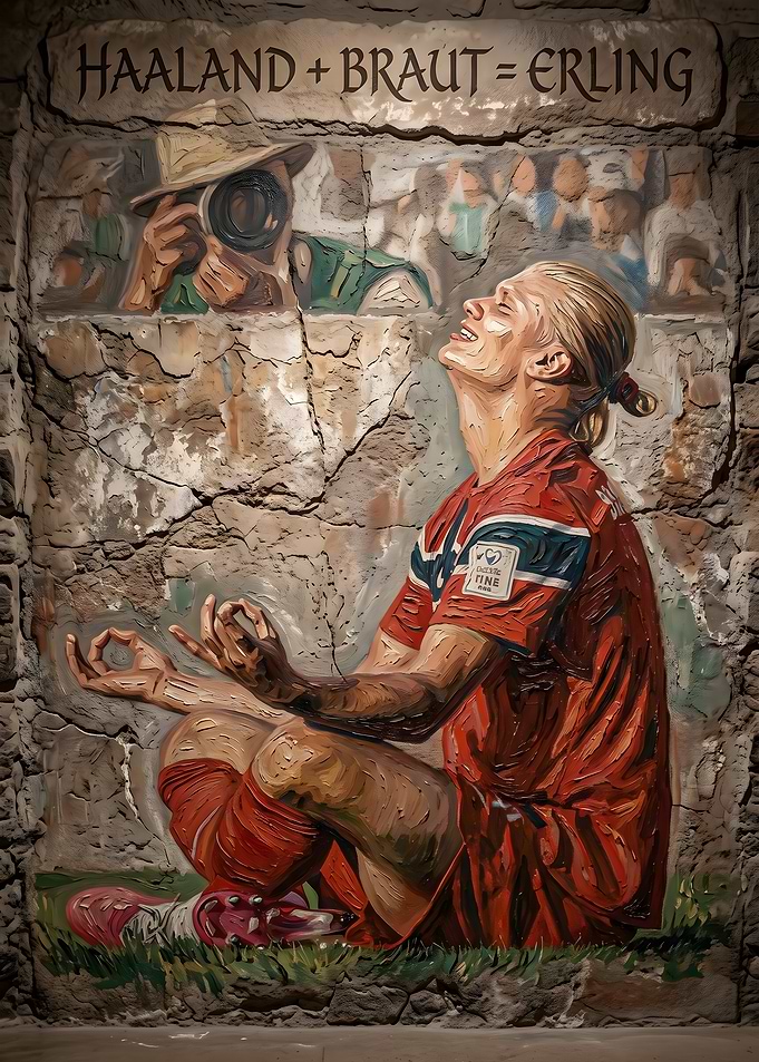 Erling Haaland Meditation Mural Art