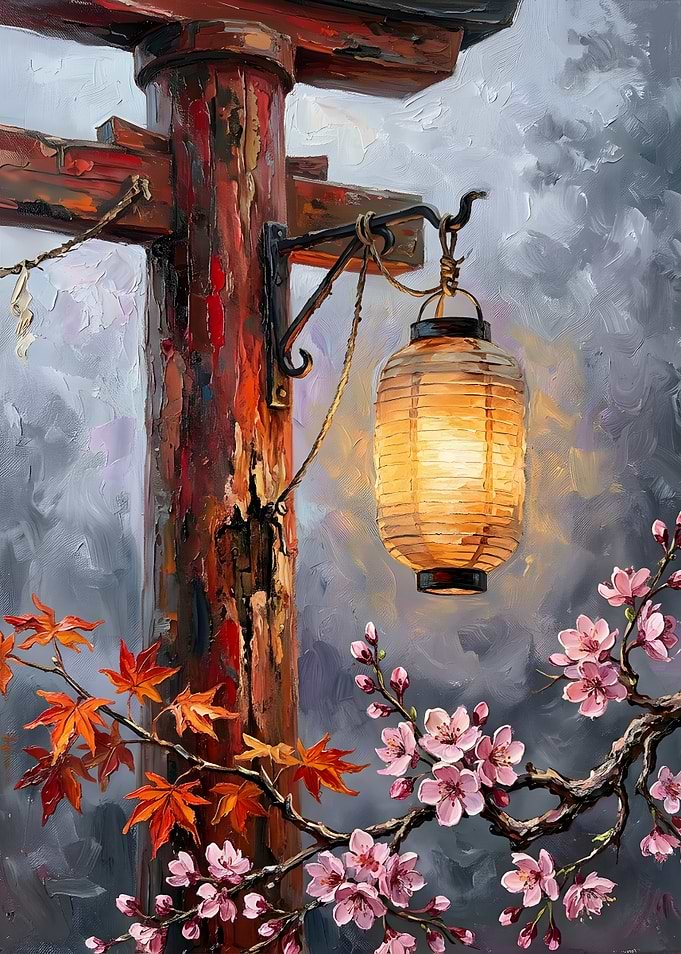 Oil Painting of Japanese Lantern