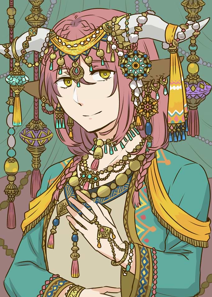 Elegant Horned Anime Character Portrait