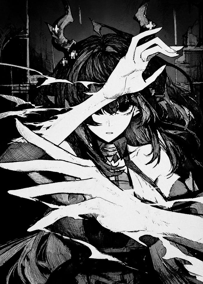 Dark Anime Girl with Horns