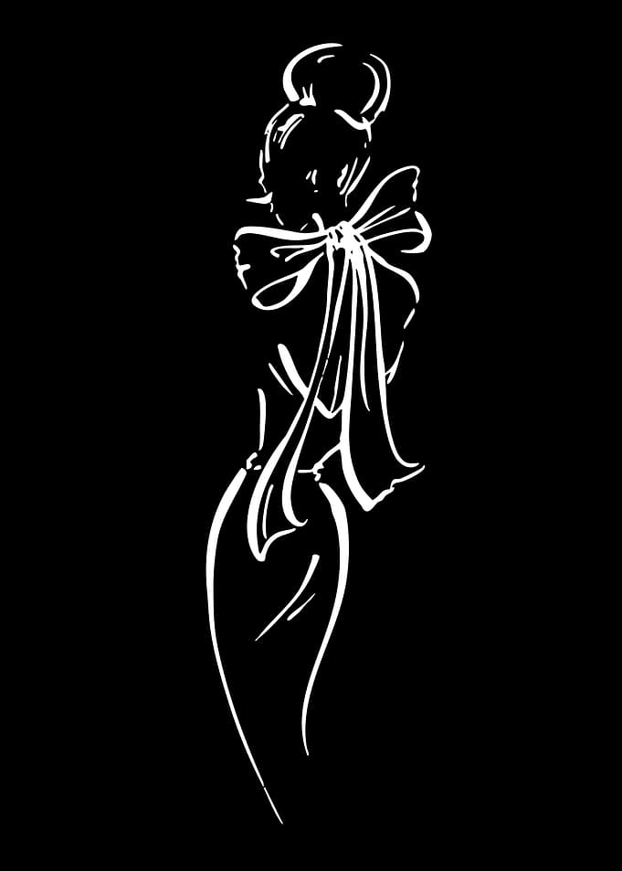 Minimalist Line Art Woman with Bow