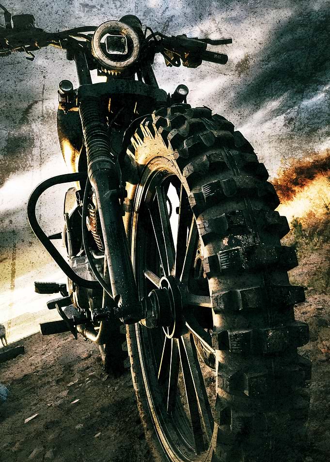 Rugged Off-Road Motorcycle Close-Up