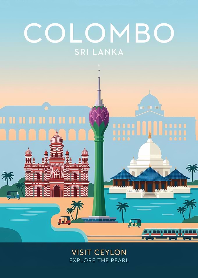 Colombo Sri Lanka Travel Poster