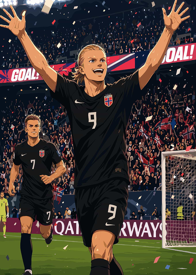 Erling Haaland Anime Style Goal Celebration