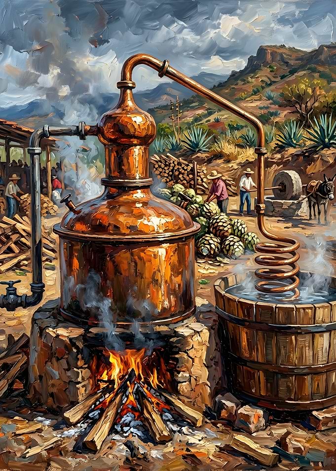 Traditional Agave Tequila Distillation Process