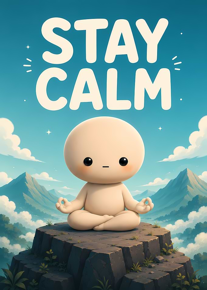 Stay Calm Meditating Character Poster