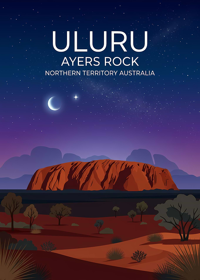 Uluru Ayers Rock Night Poster