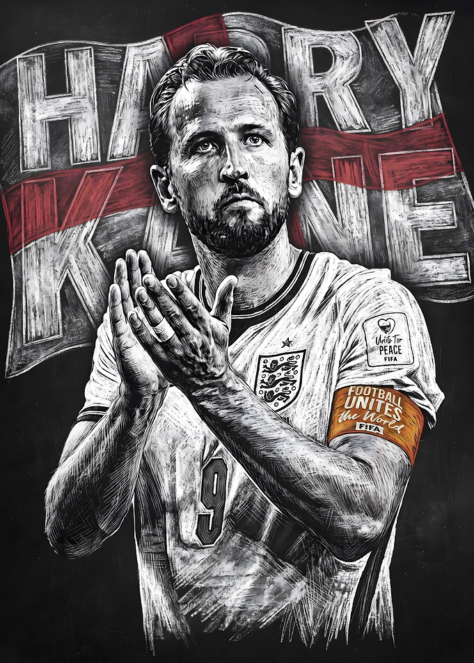 Harry Kane Chalk Art Portrait