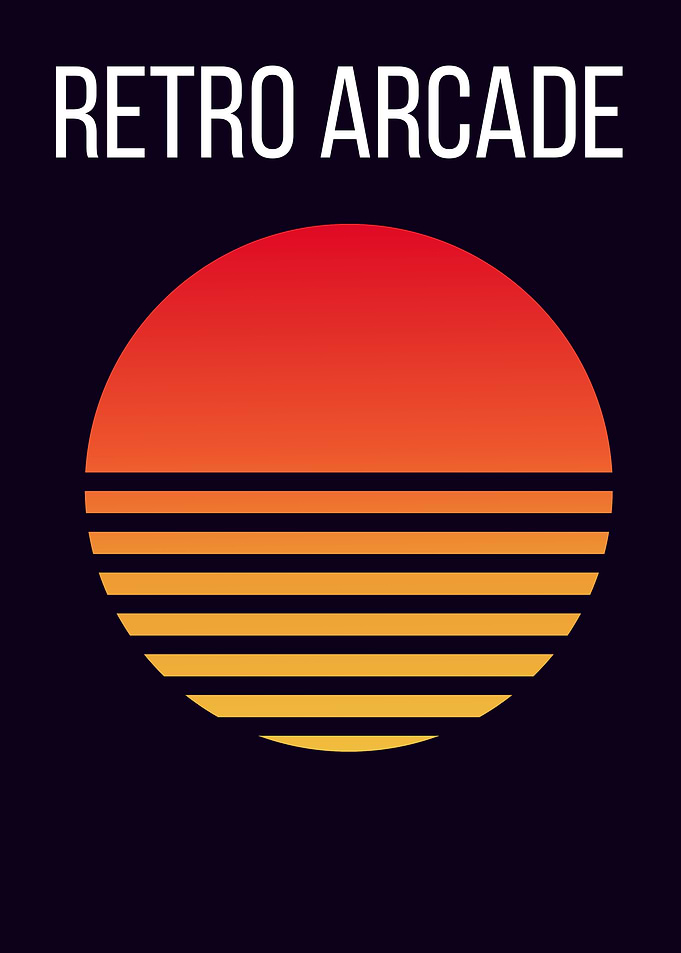 Retro Arcade Synthwave Sunset Poster