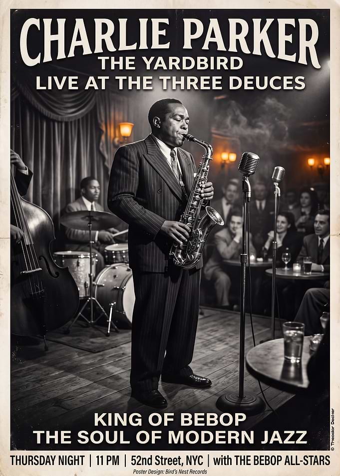 Charlie Parker Live Jazz Poster
