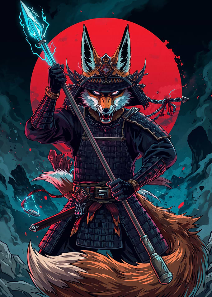 Fox Samurai Warrior with Lightning Spear
