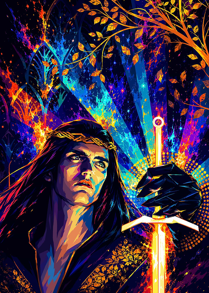 Dragon Age Elven Warrior with Glowing Sword