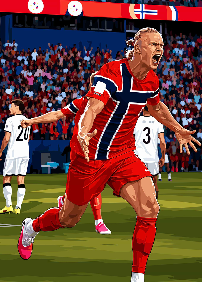 Erling Haaland Norway Football Celebration Art