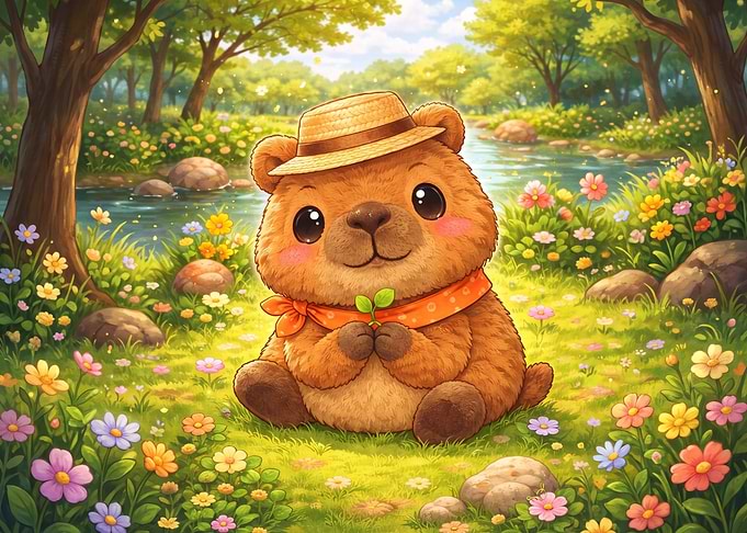 Cute Quokka in a Flower Meadow
