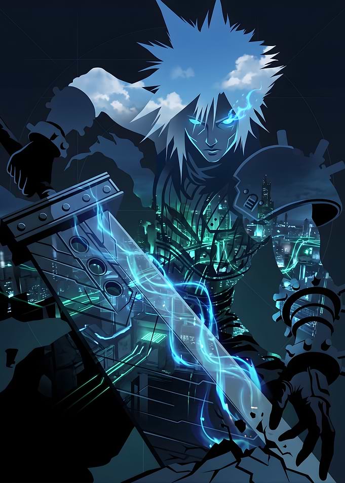 Cloud Strife Double Exposure Art