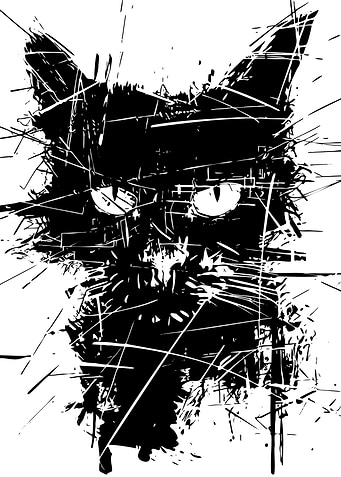 Abstract Black and White Cat Portrait