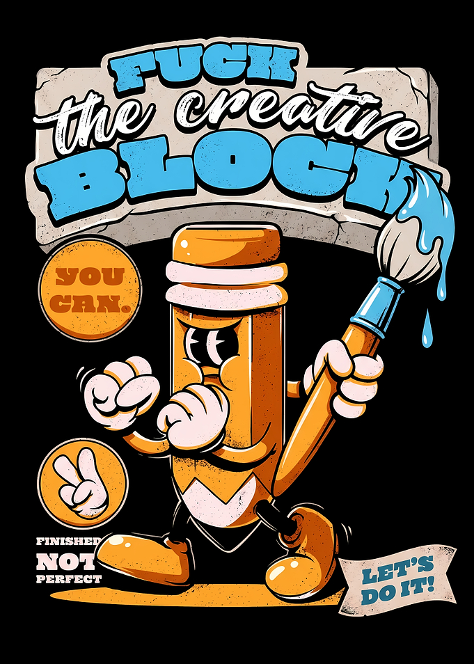 Fuck The Creative Block Pencil Illustration