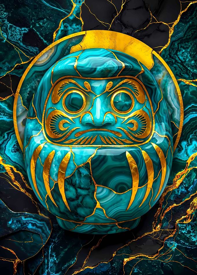 Kintsugi Malachite Daruma Doll