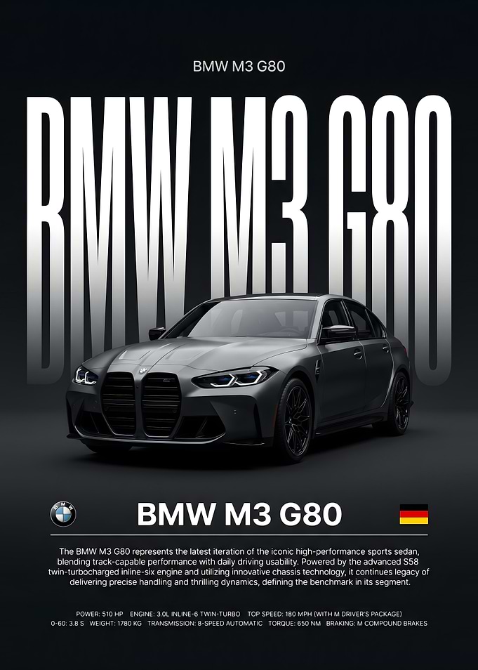 BMW M3 G80 Sports Sedan Poster